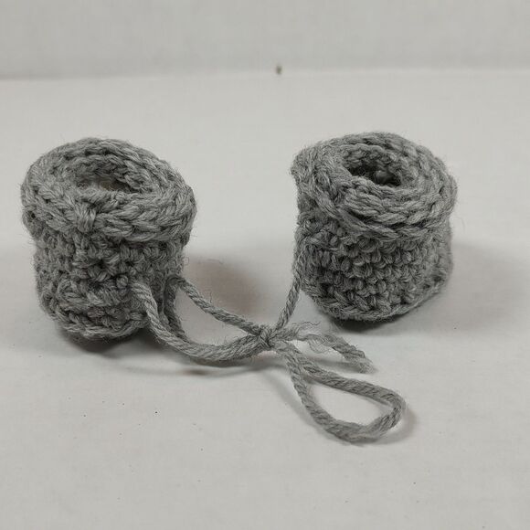 Handmade Crochet Baby Booties Soft Gray Newborn Preemie Shoes Shower Gift New - Picture 5 of 16
